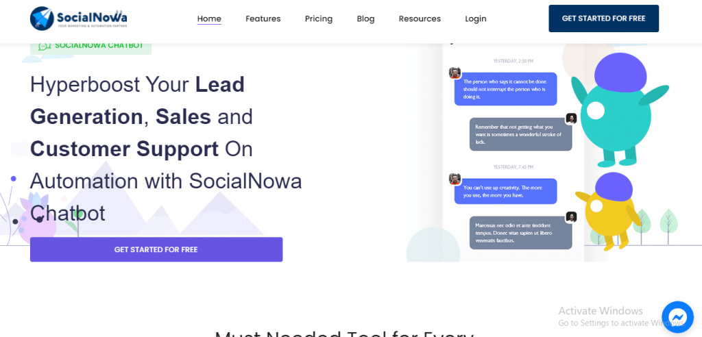 socialnowa chatbot